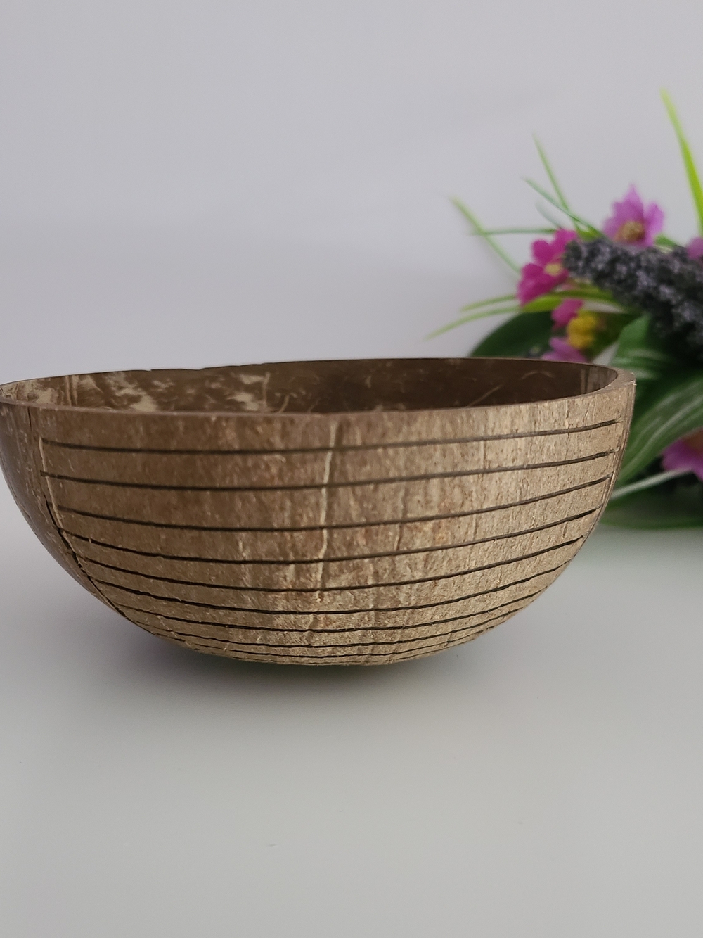 Natural Hand Carved Coconut Shell Bowl – Handcrafted Rustic -Dinnerwear